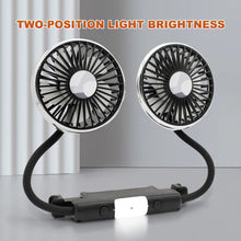 SEAMETAL Car USB Fan Dual Head Cooling Air Fan Independent Switch 3-Speed 360 Degree Adjustable Auto Headrest Fan for Rear Seat
