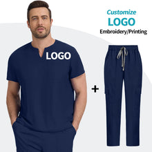 Top+pant Medical Uniform Hospital Surgery Scrub Set Unisex Short Sleeve Pet Shop Doctor Nurse Nursing Suit Lab Workwear Add Logo