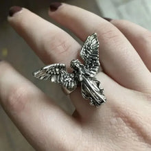 Antique Design Ring Distressed Angel Silver Color Opening Rings Fashion Punk Hip Hop Couple Rings Party Women Men Jewelry Gifts
