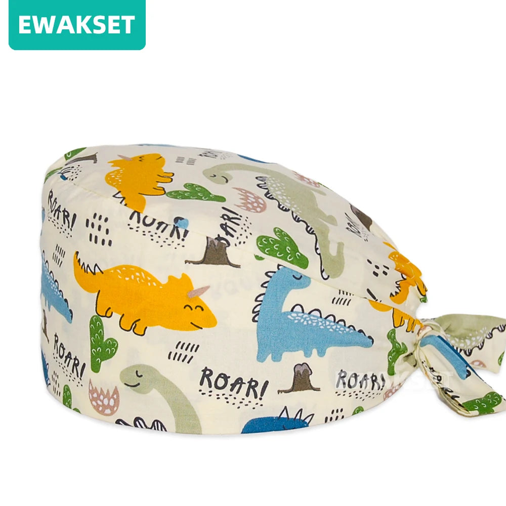 Unisex Surgical Cap Medical Working hat Animal printed Dental Beauty Salon Chef hats 100%Cotton Nurse Doctor Hospital Scrub Caps