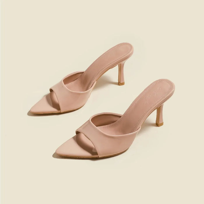 Mules à talon fin pour femme, nouvelle collection été 2026, bout pointu, modèle à enfiler, en cuir verni, talons hauts pour femme