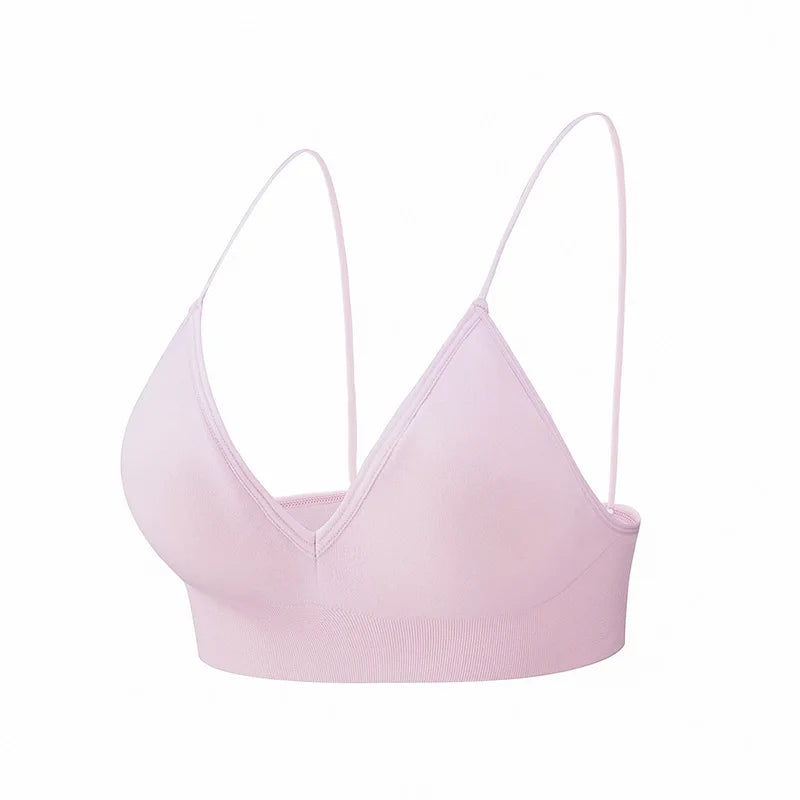 Flarixa Triangle Cup Deep V Neck Bralettes Camisole Bra for Woman Yoga Top Corset With Push Up Effect Soft Underwear Lingerie