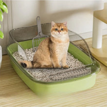 Semi Covered Cat Litter Box Plastic Anti Tracking Pet Toilet with Removable Scoop for Odor Control
