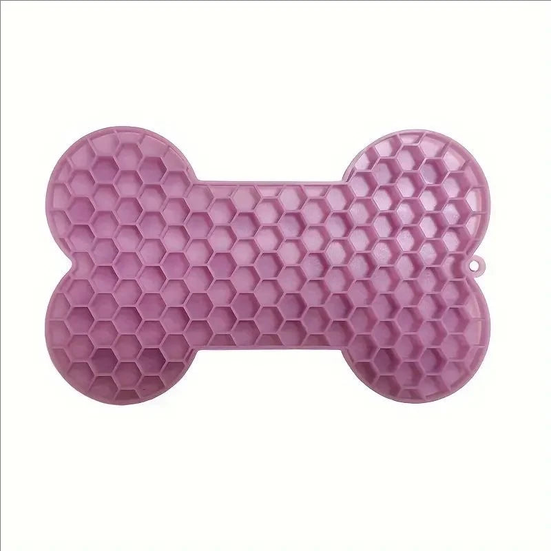 Bone Shape Silicone Licking Pad Pet Dog Peanut Butter Slow Food Bowl Eating for Cats Dogs Feeder Feeding Lickmat