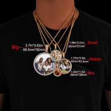 Custom Photo Necklace Circle Chain Personalized Medallion Memory Picture Pendant Solid Back Zircon Hip Hop Jewelry Free Engrave
