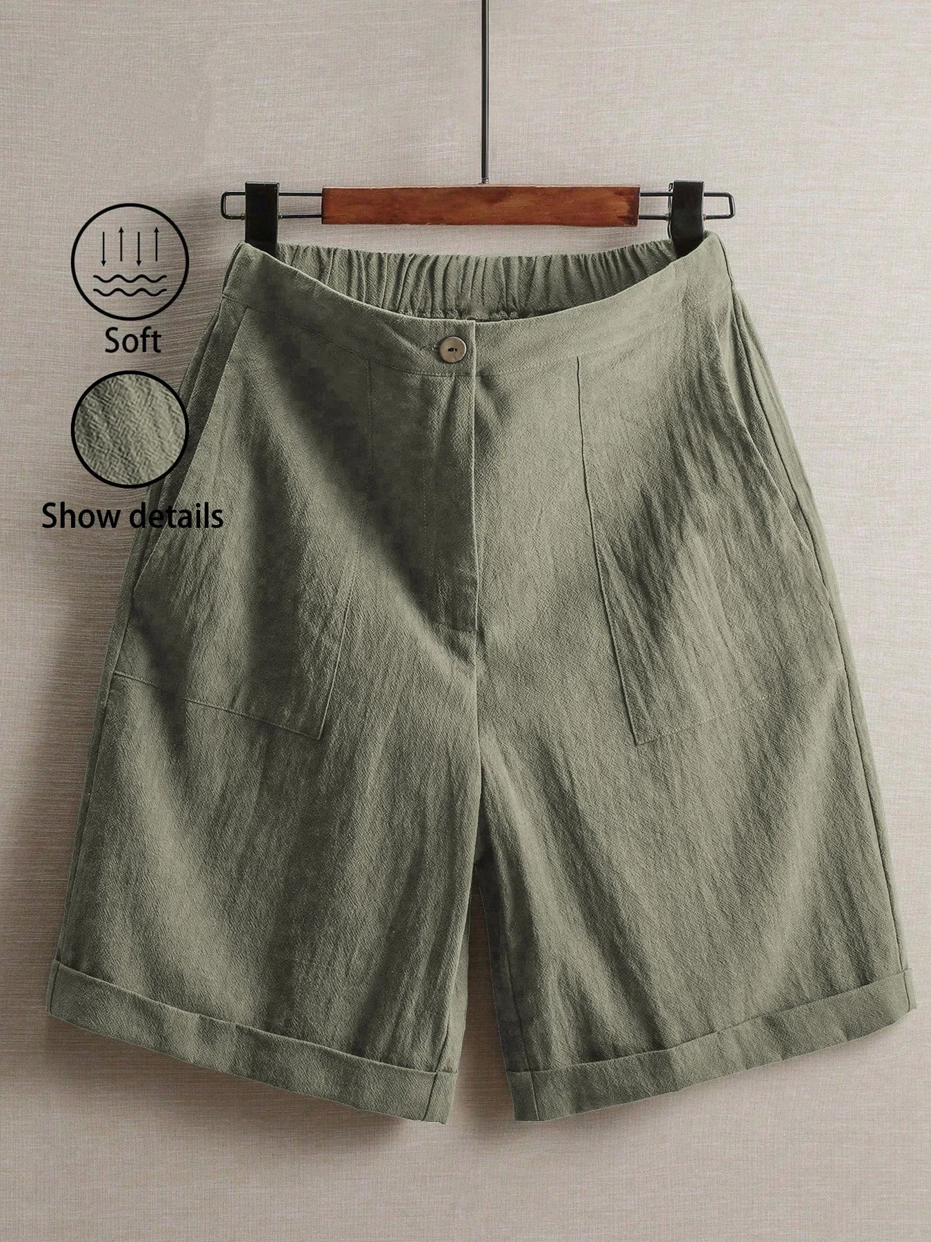 Summer women's thin five-point pants, wide-leg casual straight-leg high-waisted women's pants, fashionable outdoor sports pants