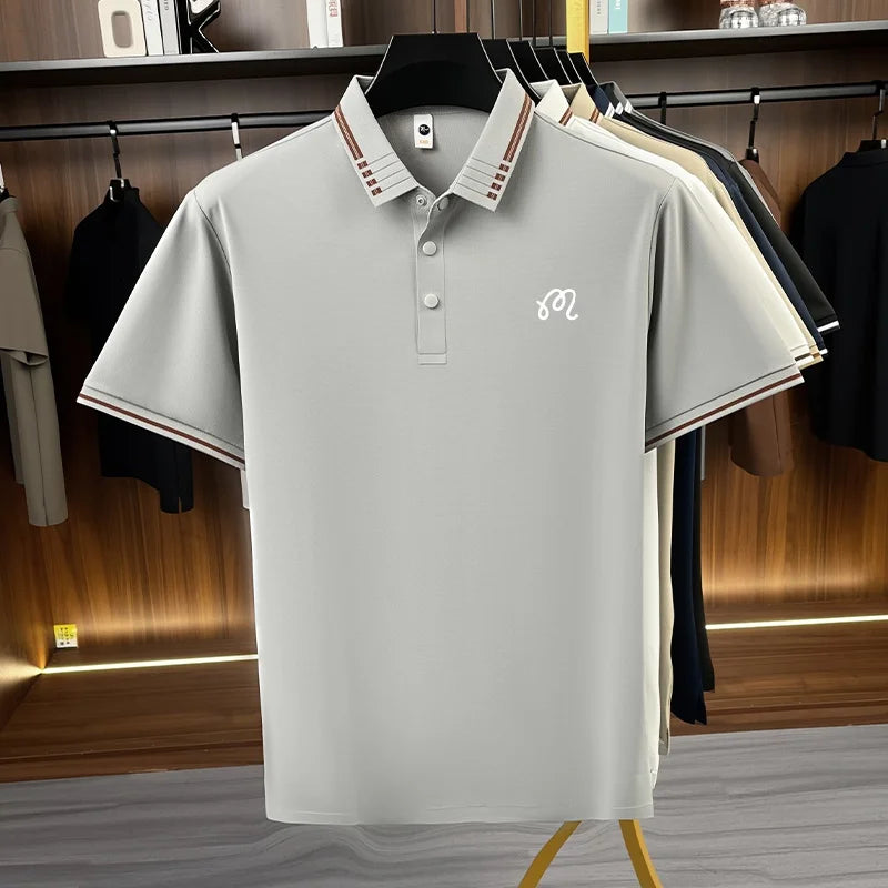 Designer Men's New Seamless Exquisite Print Polo Shirt Cool Short Sleeved Fashion Solid Color T-shirt Business Casual Men's Wear