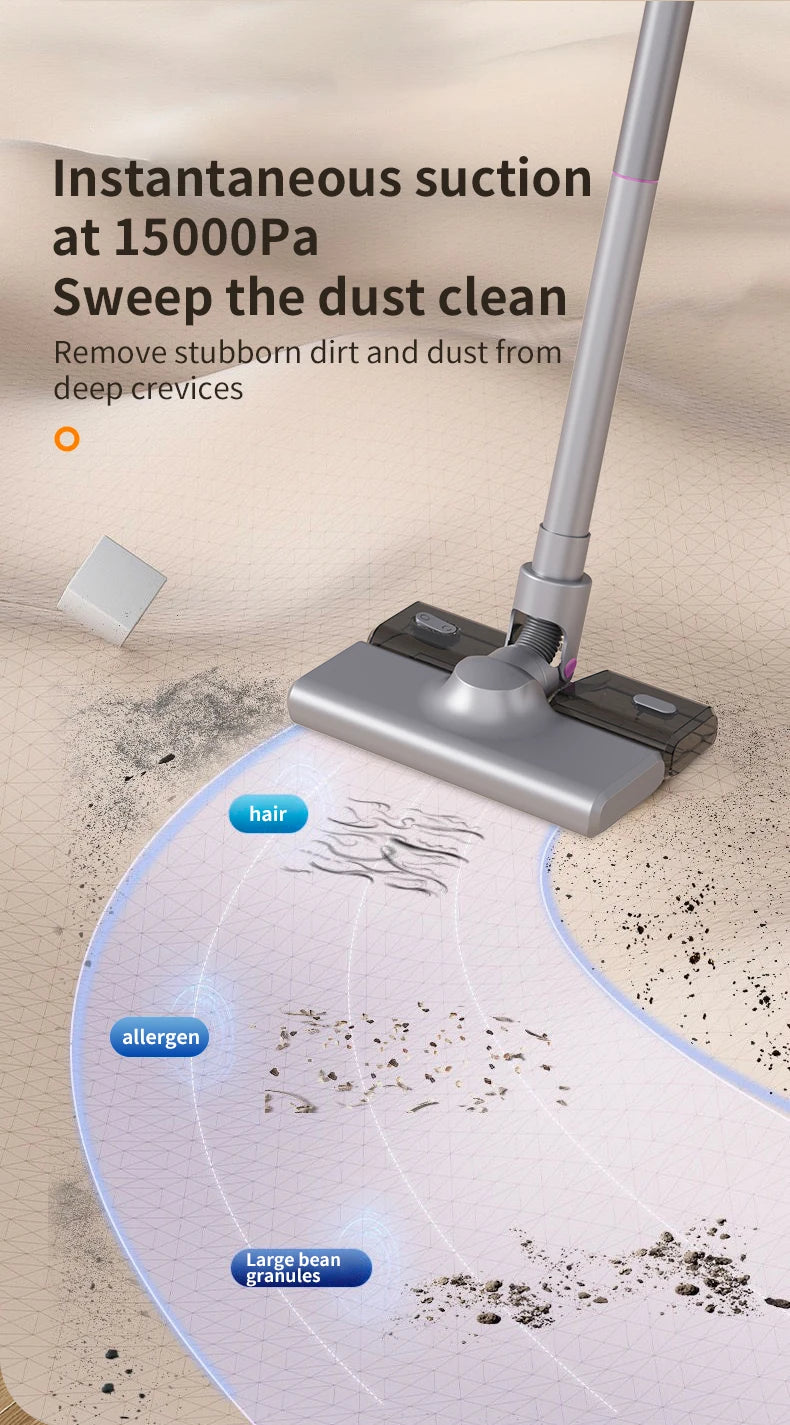 Cordless Vacuum Cleaner 15000Pa Strong Suction Stick Handheld 2 in 1 Lightweight for Carpet Hardwood Floor Pet Hair Car Cleaning