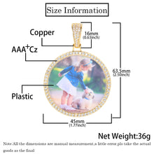 Hip Hop Jewelry Bling CZ Memorial Picture Frames Necklace Personalization Photo Custom 26/35/45/68.5MM Circle Medallions Pendant