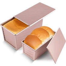 Rectangle Loaf Pan with Lid 1lb Non-Stick Bread Baking Pan Carbon Steel Corrugated Toast Box Toast Mold for Oven Baking Tool