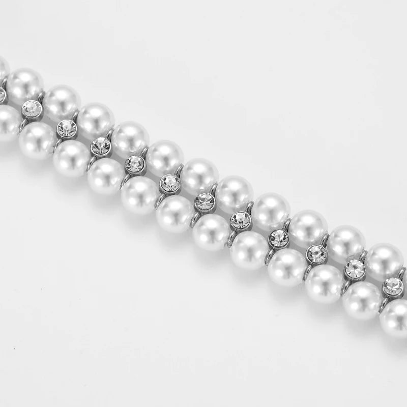 Luxury Cat Puppy Pearl Necklace Rhinestone Collar for Cats Small Dogs Ragdoll Cat Sphynx Necklaces Pet Accessories Collier Chat