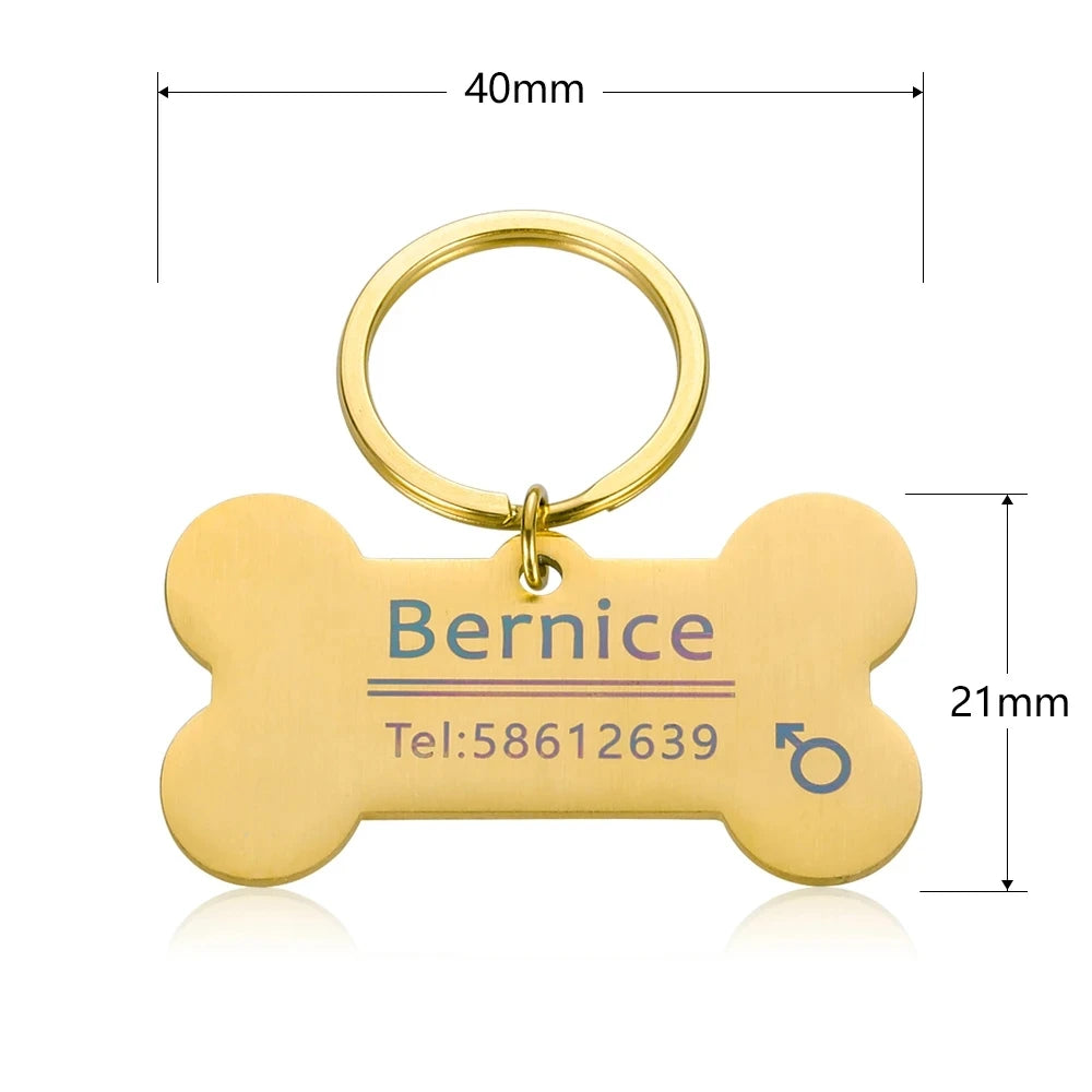 Personalized Engraved Pet ID Name Cat Dog Pet ID Anti-lost Tag Pendant for Cat Puppy Dog Collar Tag Keyring Bone Pet Accessories
