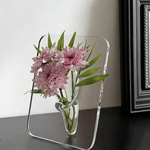 Frame Flower Vase - Clear Acrylic Vase For Flowers, Modern Art Vases For Home Decor, Decorative Vases For Desktops Bookshelf