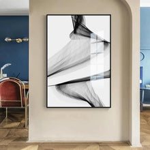 Nordic Black and White Abstract Line Art Canvas Painting Modern Wall Art Poster Living Room Picture Home Decoration Frameless
