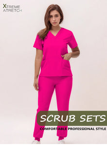 Stretchy Nurse Uniforms V-neck Top Jogger Pants Scrub Sets Surgical Workwear Dentist Nursing Suit Hospital Doctor Outfit S21