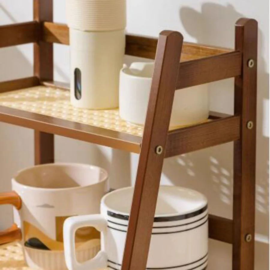 Countertop Organizer 2 Layer Coffee Cup Holder Multipurpose Bamboo Storage Shelf for Hotel Apartment Dressing Table Kitchen Home