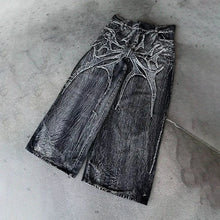 Y2K Retro Oversized Baggy Unisex Mopping Pants Phantom Jeans Men High Street Spider Embroidered Patch Hip Hop Streetwear Gothic