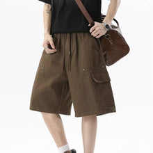 American Street Style Military Green Multi-Pocket Workwear Shorts Men Summer Deconstructed Rivet Design Loose Five-Quarter Pants