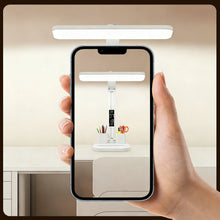 LED Desk Lamp with Digital Clock, Dimmable Eye-Caring Light with Pen Holder, USB Charging for Study, Home