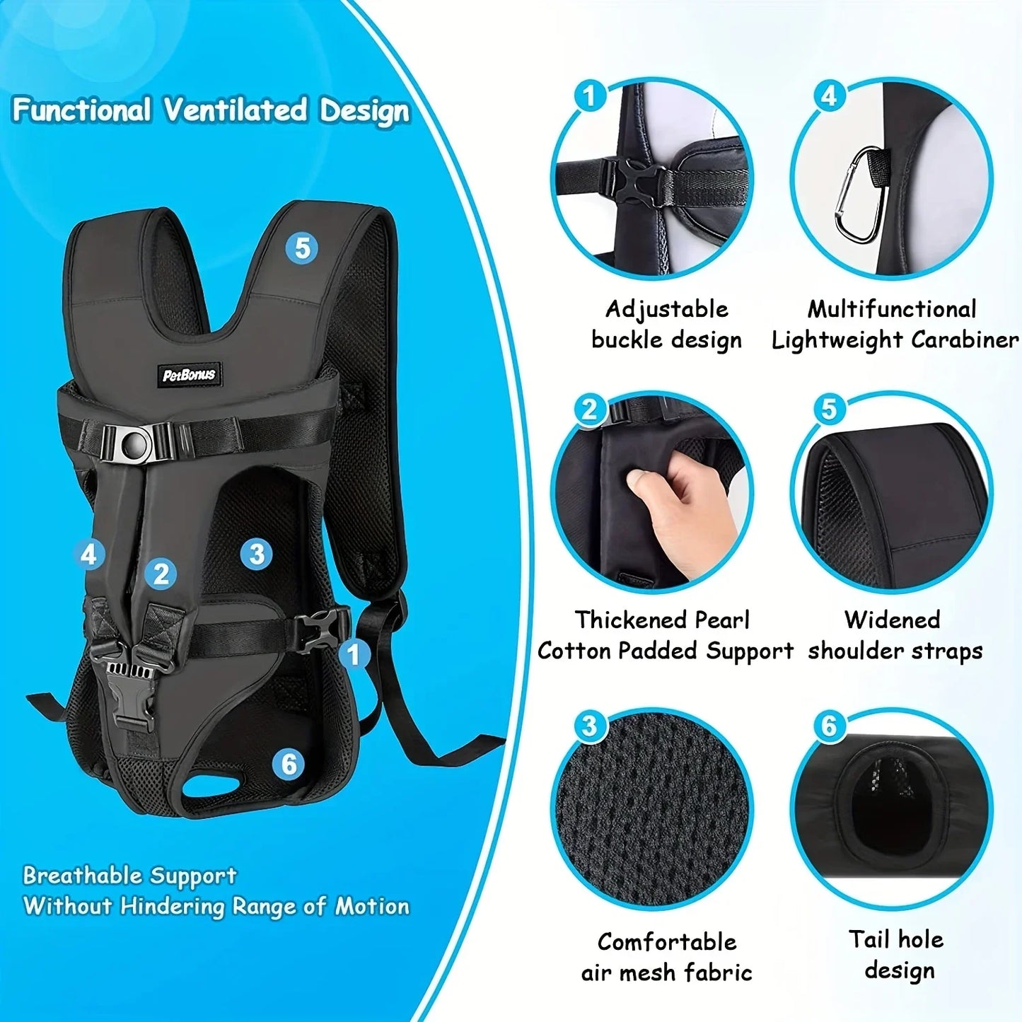 Chest Pet Bag Wrapping Large Dog Backpack, Convenient to Carry when going out, New Product