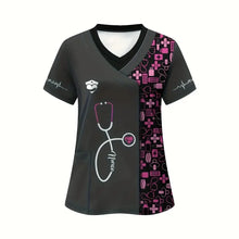 Clinical Uniform Woman Designer Cartoon Printing V-Neck Dental Scrubs Woman Summer Short Sleeves with Pockets Surgical Uniforms