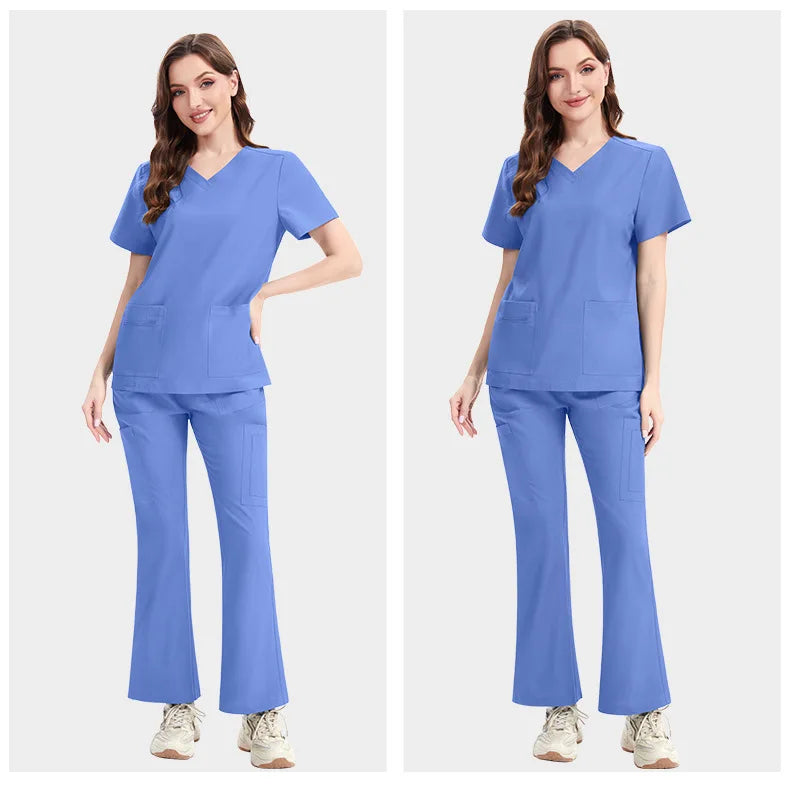 New Slim Fit Women Scrubs Sets Woman Medical Uniforms Nurses Accessories Clinic Beauty Salon Spa Pet Shop Workwear Clothing