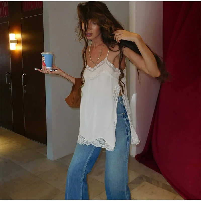 Women Solid Cloak Long Dresses Fashion Stand Neck Lace Sleeveless Ruffle Irregular Hem Dress 2025 New Summer Street Lady Gown