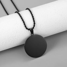 Customized Photo Name Necklace Stainless Steel Laser Engraved Picture Text 20/25/30/35mm Round Tag with 60cm Twist Chain Gift