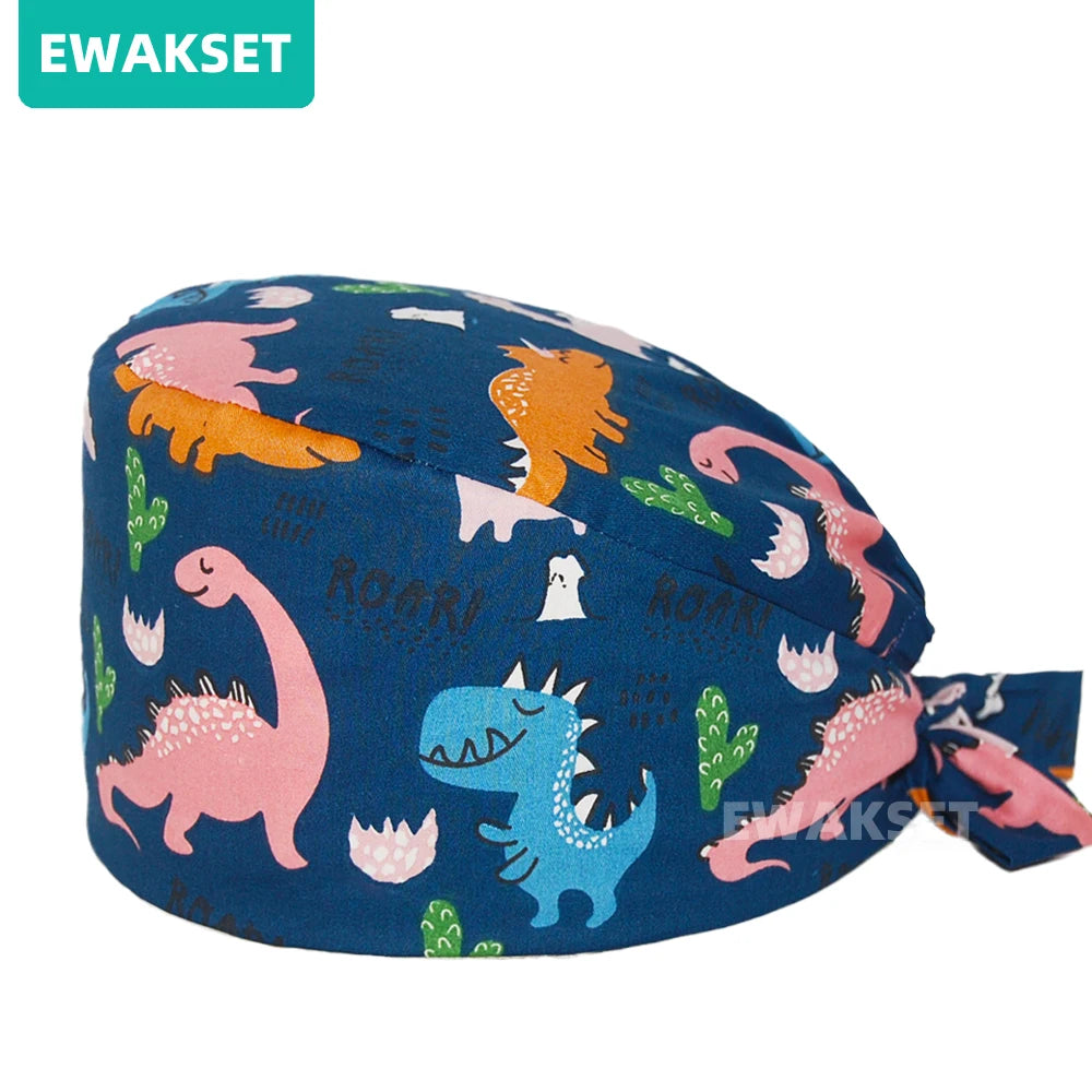 Unisex Surgical Cap Medical Working hat Animal printed Dental Beauty Salon Chef hats 100%Cotton Nurse Doctor Hospital Scrub Caps