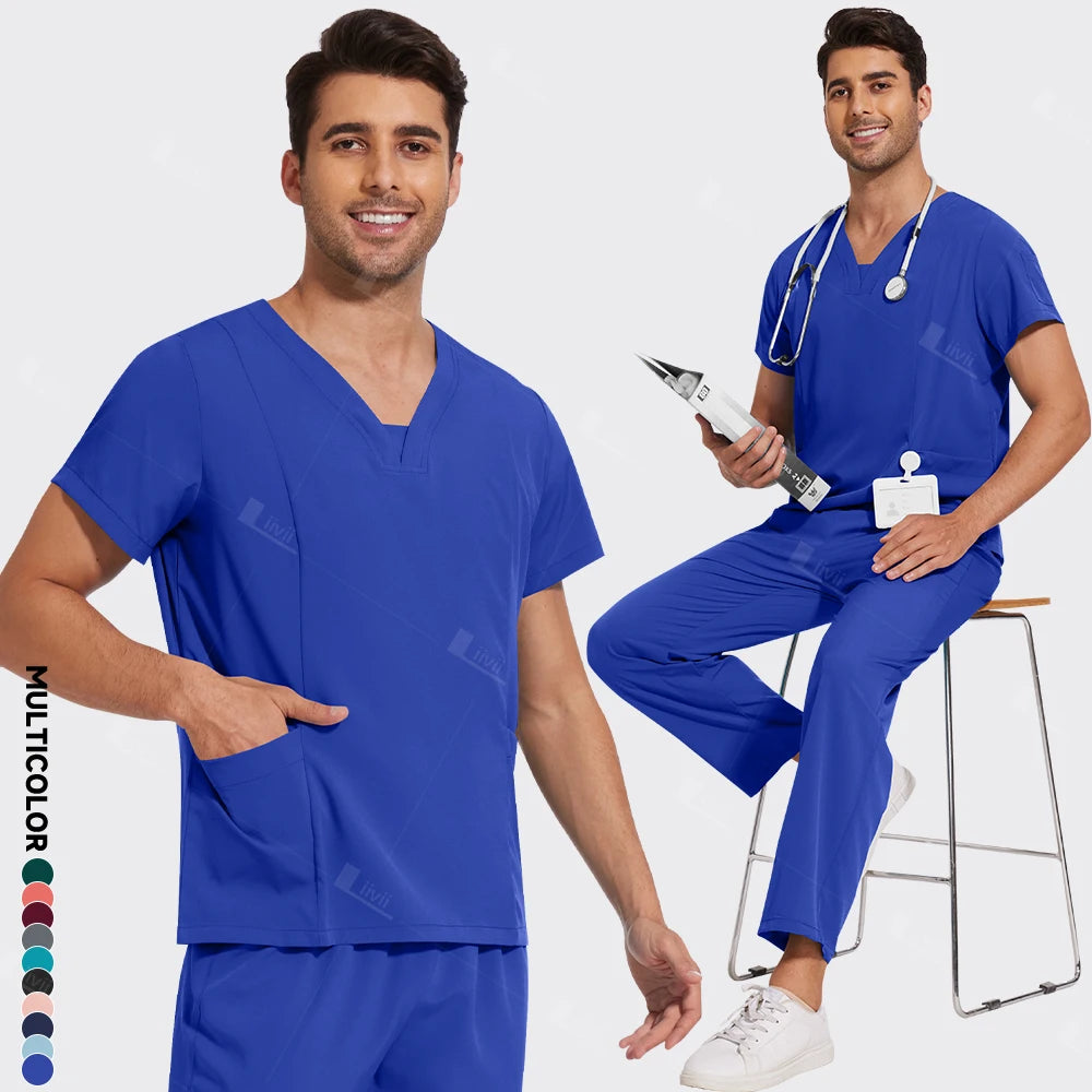 Newest Nursing Surgical Uniforms Woman Doctor Nurse Uniforms Men Straight Pants Scrub Set Medical Clothing Beauty Salon Workwear