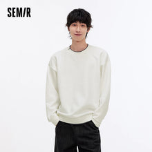 Semir Hoodie Men Color Block Fake Two Piece 2025 Autumn New Textured Letter Jacquard Casual Top