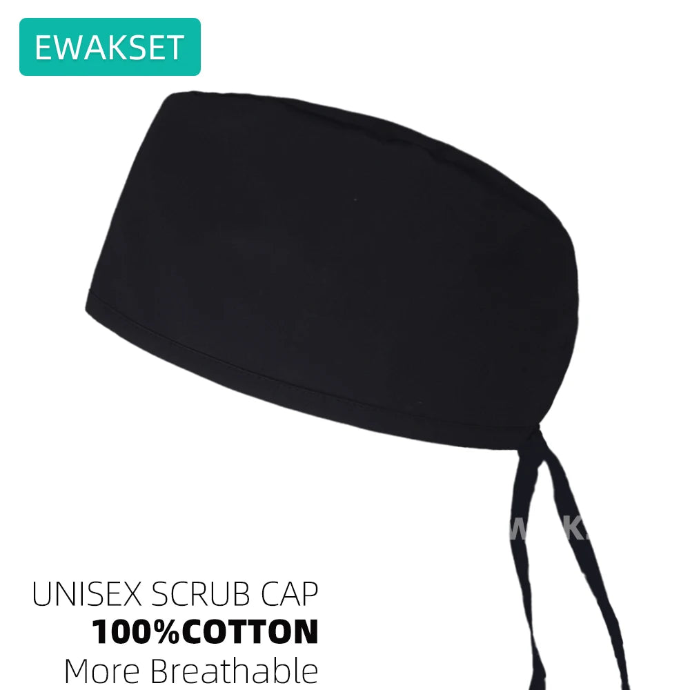 Cotton Unisex Scrub Cap with Sweatband Adjustable Surgical Cap for Women Men Doctor Nurse Clinic Hospital orthopedics Hat