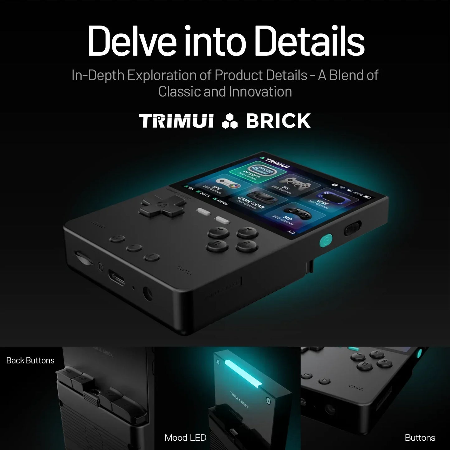 AMPOWN Trimui BRICK Portable Retro Handheld Game Players 3.2'' IPS Screen Emulator Video Games Consoles Linux System Allwinner