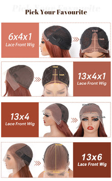 Copper Red Straight Layered Lace Front Wig For Women