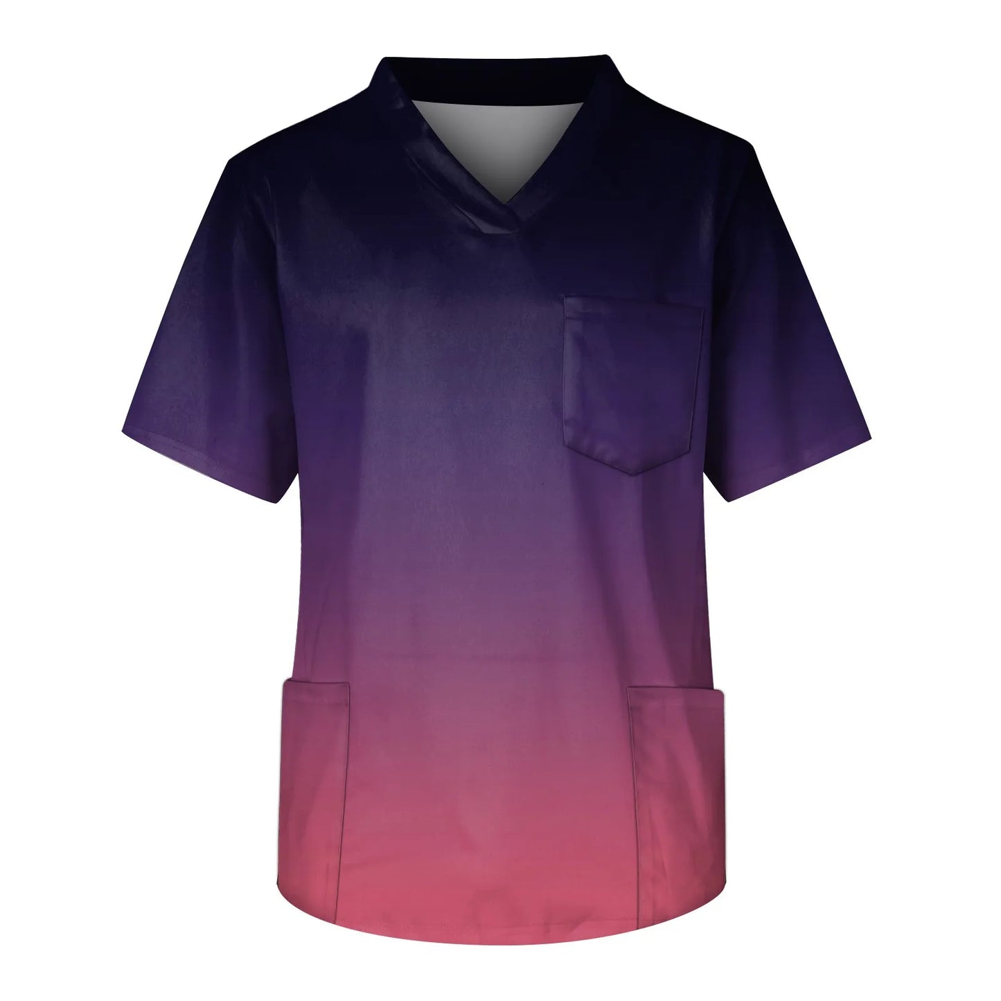 Men 's Nurse Uniforms Pet Shop Doctor Set Medical Dentist Overalls Summer Lab Workwear Short Sleeve Gradient Print Nursing Top