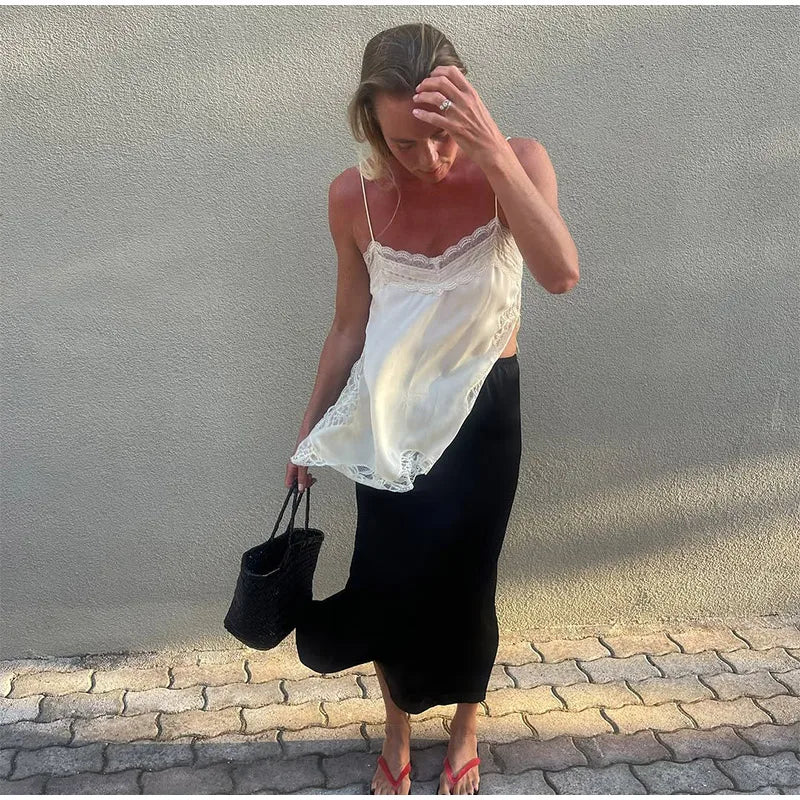 Women Solid Cloak Long Dresses Fashion Stand Neck Lace Sleeveless Ruffle Irregular Hem Dress 2025 New Summer Street Lady Gown