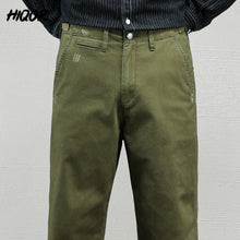 Men's Casual Cotton Pants Autumn Winter Loose Straight Leg High Elastici Bussiness Mid Waist American Retro Workwear Trousers