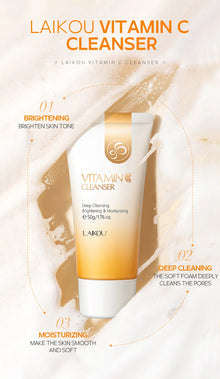 LAIKOU 50g Vitamin C Facial Cleanser Brightening Moisturizing Deep Cleansing Foam Dense Amino Acid Gentle Cleanser Face SkinCare