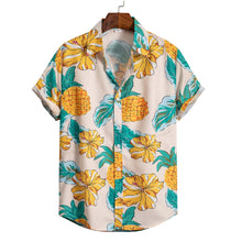2025 Hawaiian Shirt Men Fashion Flower Geometric Printed Blouse Single-breasted Beach Short SleeveTops Men's Holiday Clothing