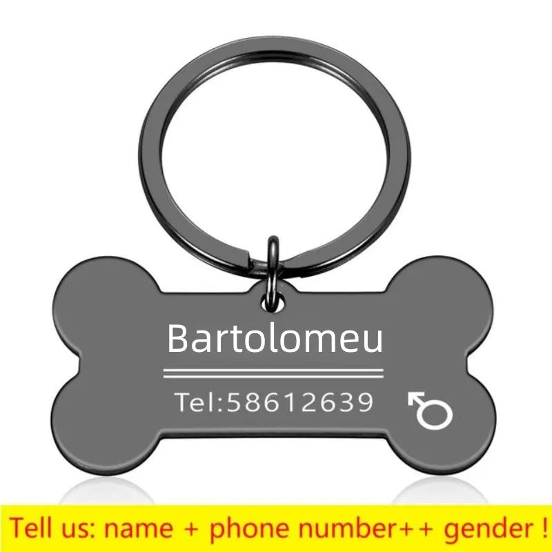 Personalized Engraved Pet ID Name Cat Dog Pet ID Anti-lost Tag Pendant for Cat Puppy Dog Collar Tag Keyring Bone Pet Accessories