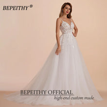 BEPEITHY Customized Boho Ivory A Line Lace Wedding Dresses For Bride Women 2023 Floor Length Sexy Garden White Bridal Gown New