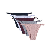 5Pcs/set Cotton Panties Women Low Waist Adjustable Metal Slider Straps Bikini Briefs Breathable No Show Ladies Daily Underwear