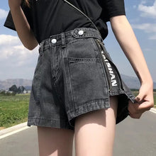 Women's Korean Y2K Black Denim Shorts Summer Thin High Waist A-Line Loose Wide Leg Slimming Hot Pants