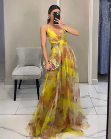 Sexy Strapl Evening Dr Casual Par Holiday Long Skirt with Print High Waist No Sve Summer Women's Dr