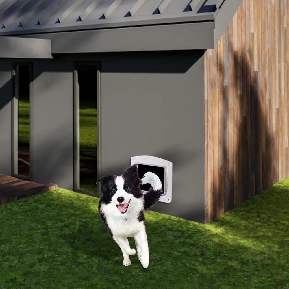 Pet Door 4 Way Locking Large Dog Cat Door Flap Install in Interior and Exterior Doors Weatherproof Pet Door for Wooden PVC Door