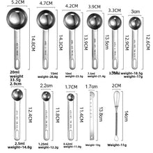 Stainless steel measuring spoon 4/6/7/8 pcs set with scale measuring ruler spoon kitchen coffee baking measuring tool set