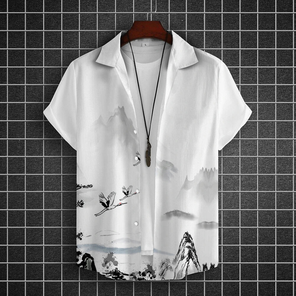 Simple Men'S Shirt 3d Printed Retro Fashion Top Loose Oversized Wear Every Day Casual Short Sleeved Shirt Comfort Men'S Clothing