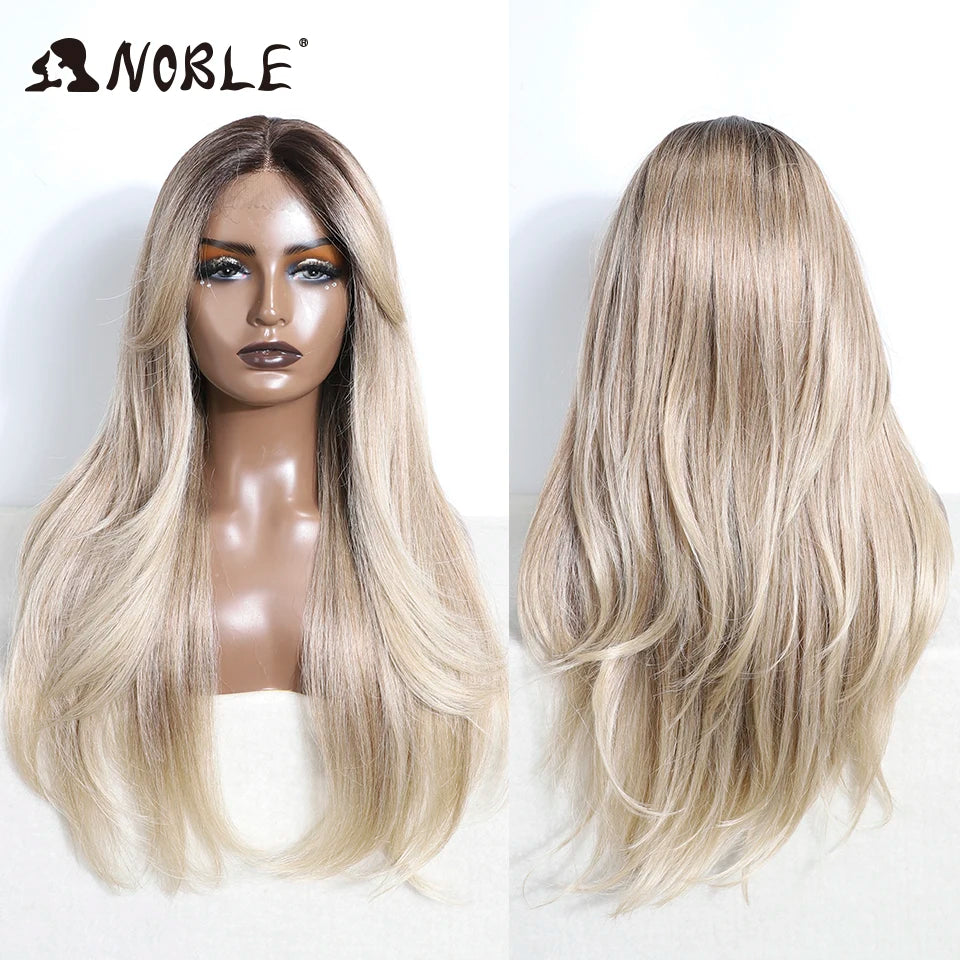 Noble 26 Inch Synthetic Lace Front Wig Ombre Blonde Cosplay