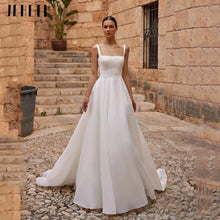 JEHETH Boho Brides Wedding Dresses Spaghetti Straps Square Collar Simple Formal Bride Dress Vintage Long Bridal Gowns Customized