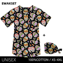 New Top for orthopedics Cotton bones skeleton printed Medical Blouse V-neck Nurse Doctor Operating T shirts Unisex Scrub Clothes